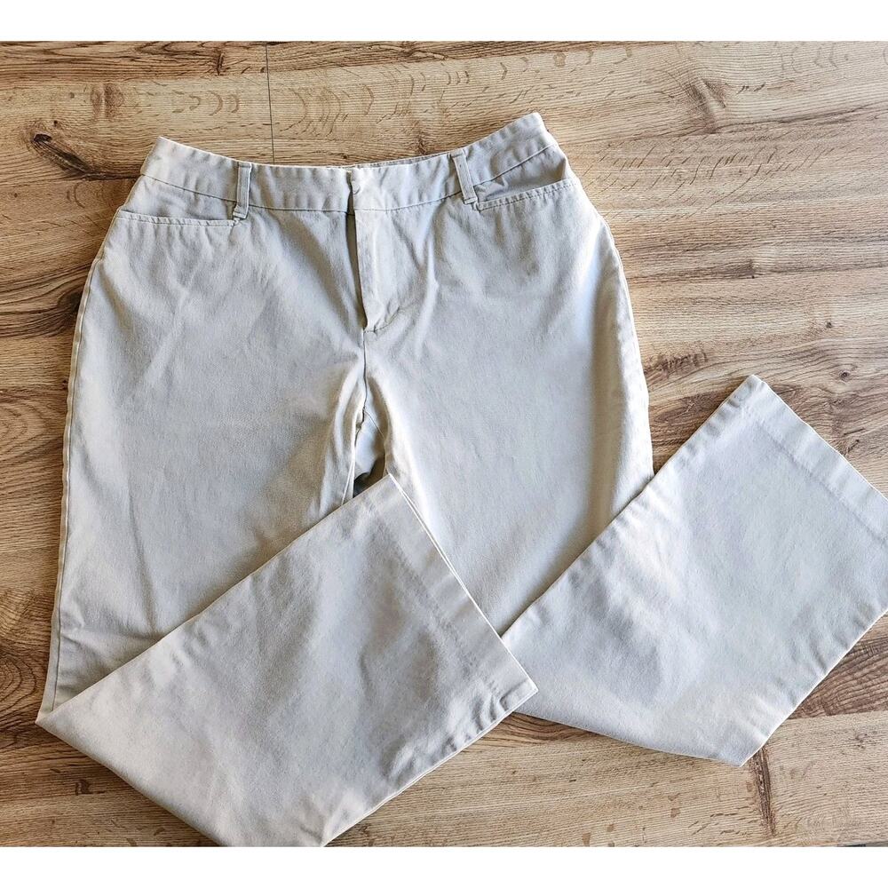 St. Johns Bay Petite Stretch Womens Boot Cut Pants Beige Size 14 Petite RN#93677